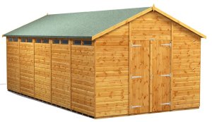 Power 20x10 Apex Secure Garden Shed - Double Door